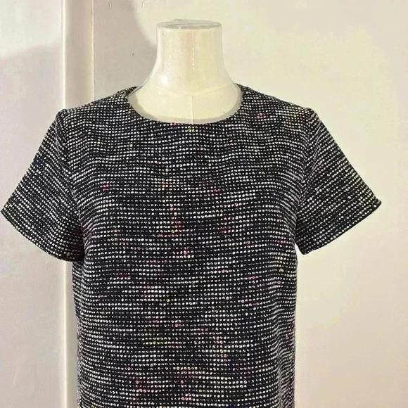 LOFT Navy and Pink Tweed Shift Dress Size 6 - Picture 2 of 6